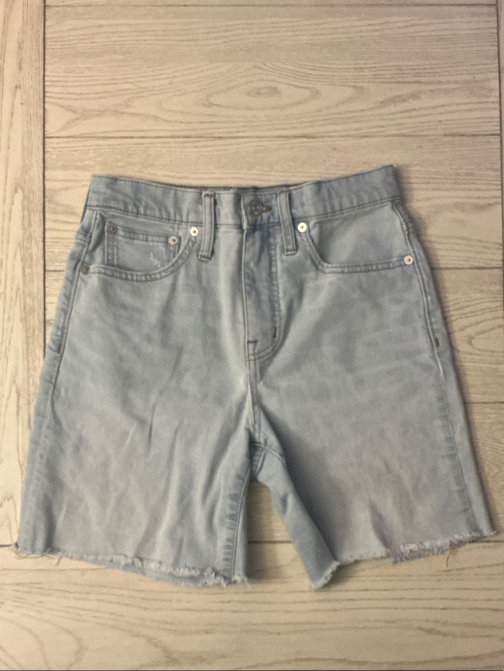 Madewell Light Blue High-Rise Denim Shorts